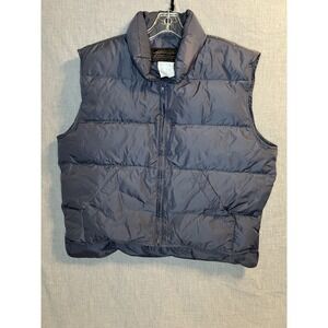 Vintage Eddie Bauer grey Puffer Vest Mens Large Gray Goose Down Vest Zip Pockets